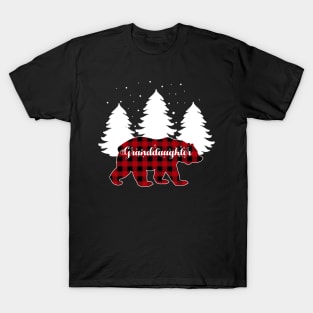 Buffalo Red Plaid Granddaughter Bear Matching Family Christmas T-Shirt